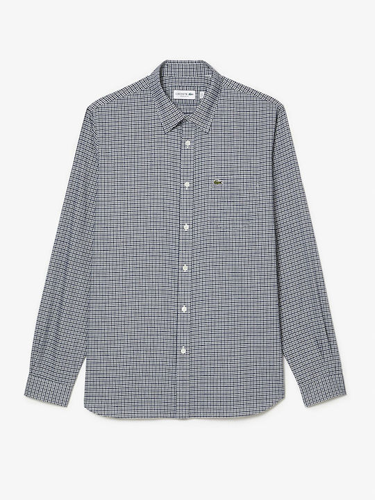 Long-sleeved Flannel Shirt Checked Navy Blue