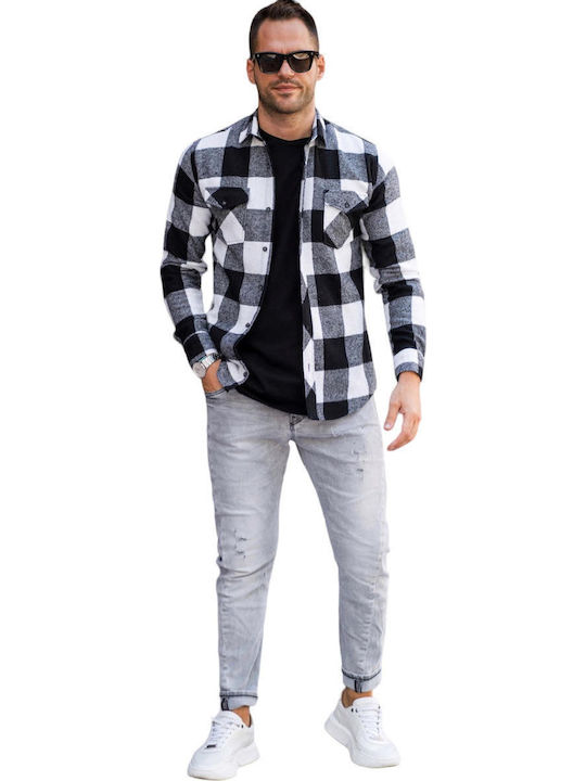 Overshirt Long-sleeved Shirt Checked Black