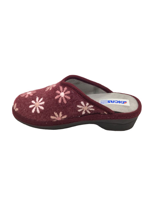 Dicas Synthetic Leather Women's Slippers Burgundy