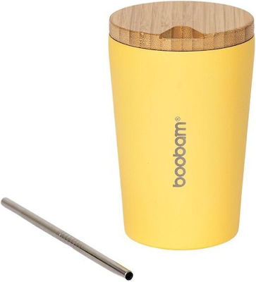 Boobam Cup Lite Ποτήρι Θερμός με Καλαμάκι Κίτρινο 350ml