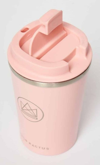 Neon Kactus Flamingo Ανακυκλώσιμο Ποτήρι Θερμός Ανοξείδωτο BPA Free 380ml Ροζ με Επιστόμιο