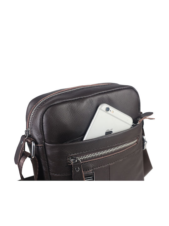 Leather Men's Shoulder / Crossbody Bag Brown