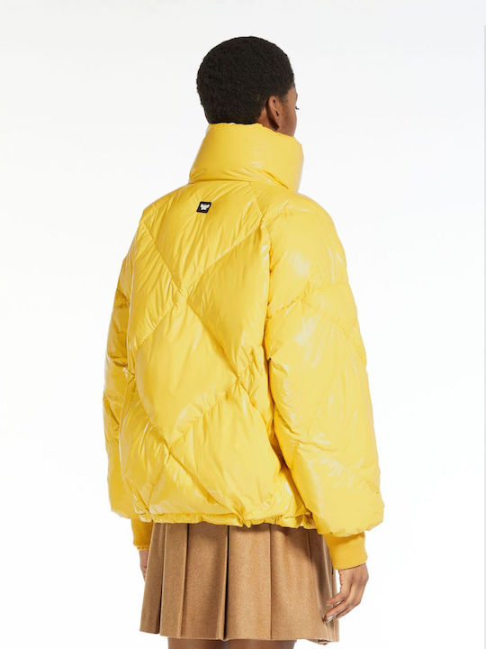 Weekend Maxmara Women's Short Puffer Jacket Waterproof for Winter Yellow