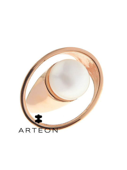 Arteon Women's Gold Plated Silver Ring with Pearl