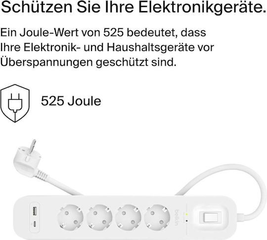 Belkin Single Socket with 1 USB-A 1 USB-C and 2m Cable