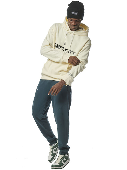 Body Action Men's Sweatshirt with Hood and Pockets White