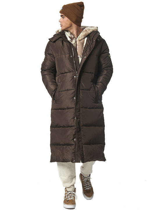 Body Action Men's Winter Puffer Jacket Brown