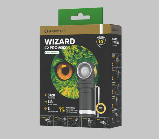 Armytek Pro Επαναφορτιζόμενος Φακός Κεφαλής LED IP68 με Μέγιστη Φωτεινότητα 3720lm Wizard C2