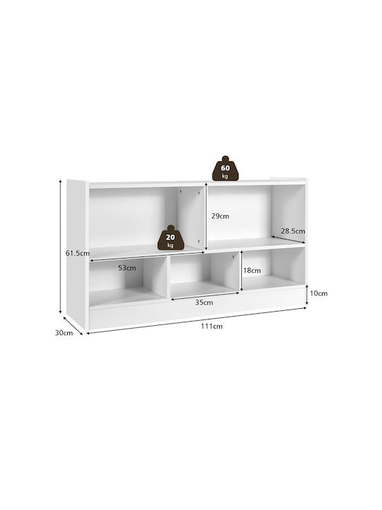 Βιβλιοθήκη Δαπέδου Ξύλινη Λευκή 111x30x61.5cm