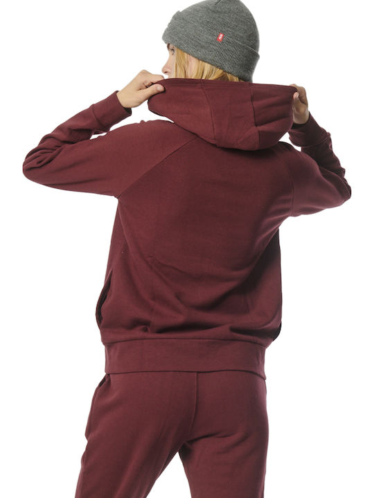 Women's Sweatshirt Jacket Hooded Burgundy