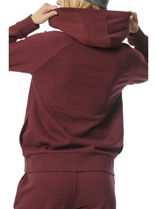 Women's Sweatshirt Jacket Hooded Burgundy