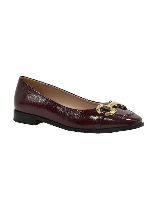 Fardoulis Lederne Damen Ballerinas in Burgundisch Farbe