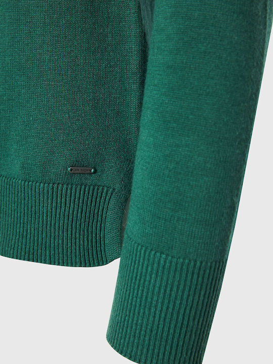 Women's Long Sleeve Sweater Cotton Turtleneck Green