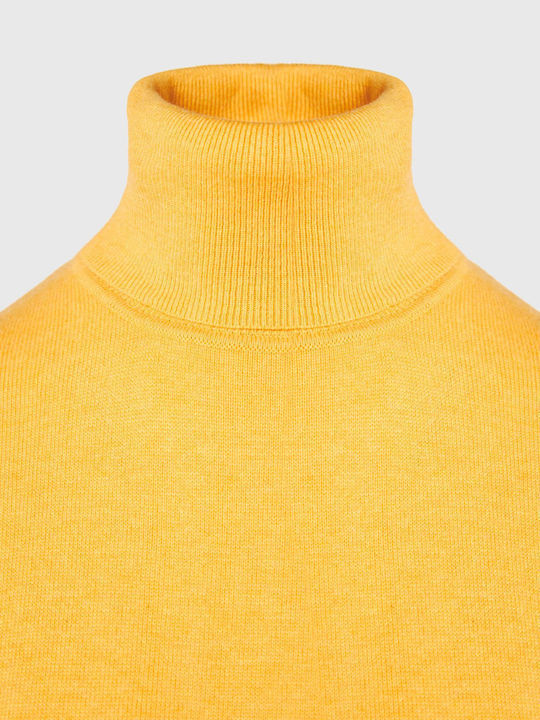 Women's Long Sleeve Sweater Cotton Turtleneck Yellow