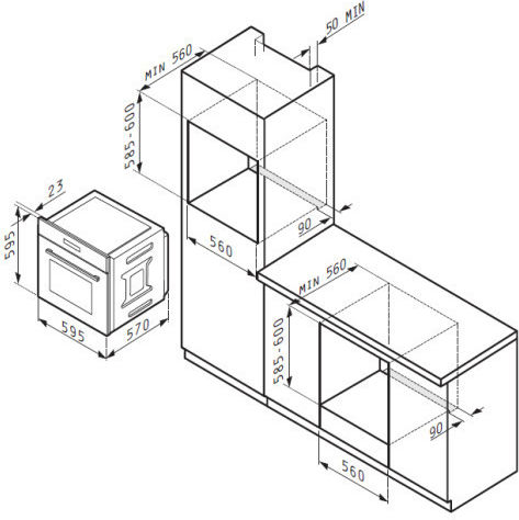 Pyramis 733070 Фурна над плот 73лт Ш59.5см.