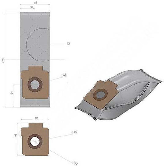 Unibags 1600 Σακούλες Σκούπας 5τμχ Συμβατή με Σκούπα AEG / Electrolux / Zanussi