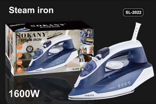 Sokany SL-2022 Steam Iron 2200W with Stainless Steel Plate and Continuous Steam Supply 25g/min