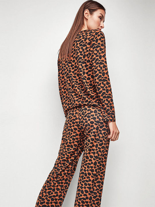 Gisela Winter Women's Pyjama Set Brown