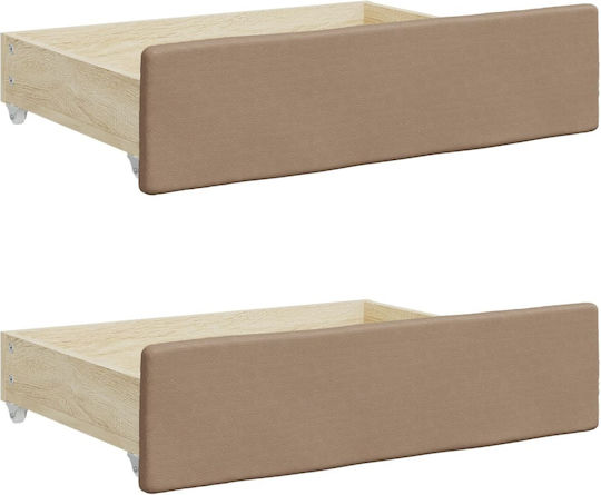 vidaXL Bed Drawer made of Wood with Wheels in Brown Color 67x50x16cm 2pcs