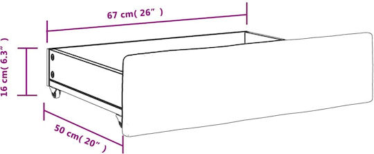 vidaXL Sertar de pat din Lemn cu Roți în Culoare Bej 67x50x16cm 2buc