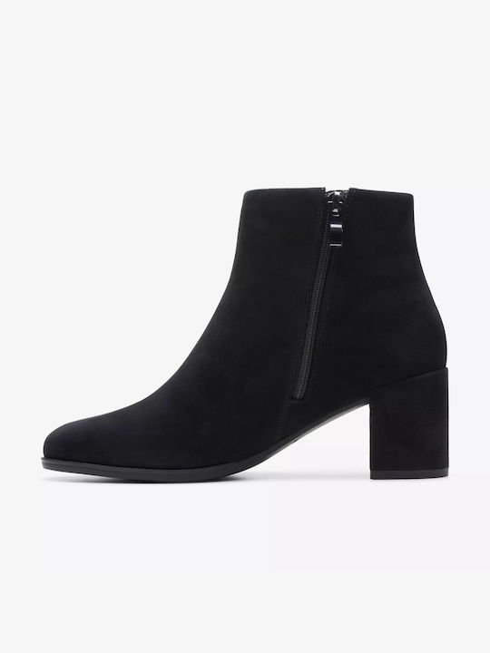 Clarks Freva55 Suede Women's Ankle Boots with Medium Heel Black