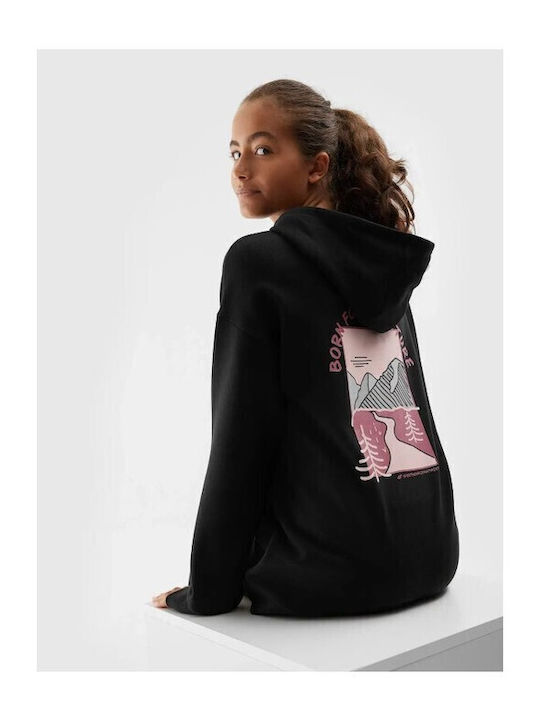 Kids Sweatshirt with Hood and Pockets Black
