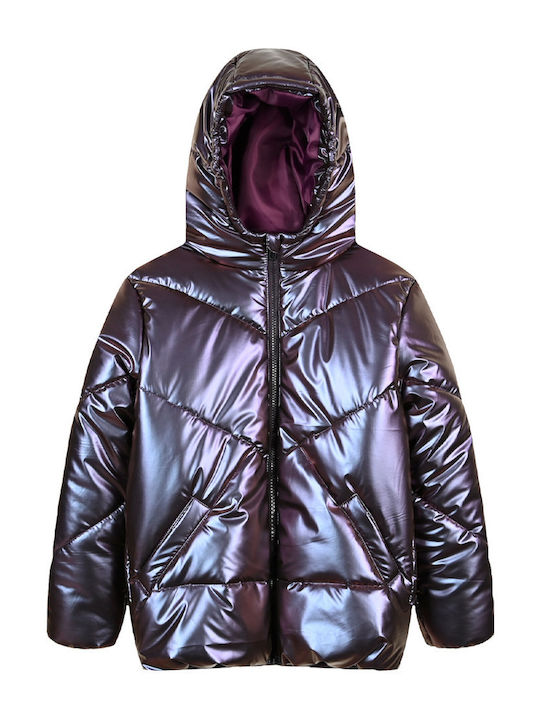 Kinder Steppjacke mit Kapuze iridescent