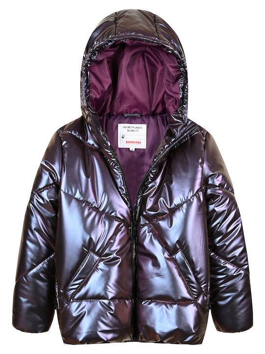 Kinder Steppjacke mit Kapuze iridescent