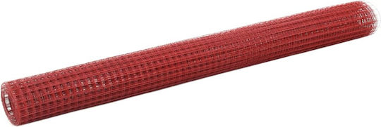 vidaXL Drahtgeflecht mit PVC-Beschichtung Rot 1.5x25m