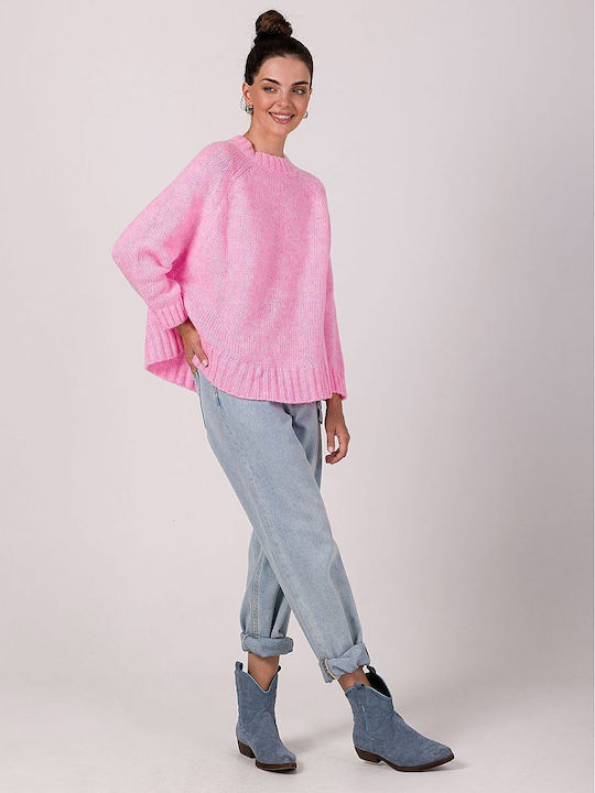 BE Knit Women's Long Sleeve Sweater Pink