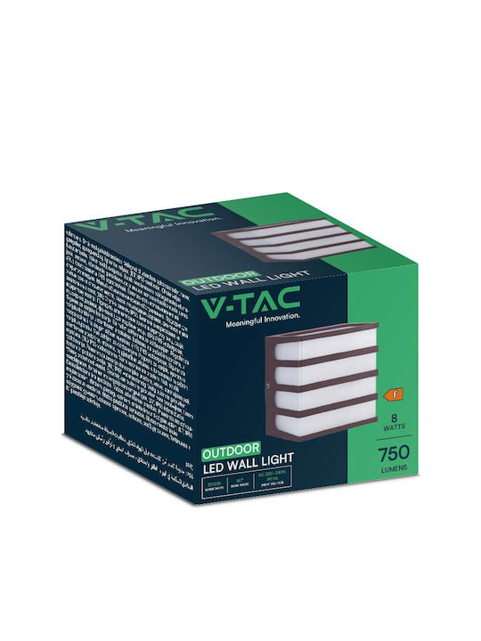 V-TAC Wall-Mounted Outdoor Ceiling Light LED IP65 8W with Warm White Light 12x12x9.2εκ.