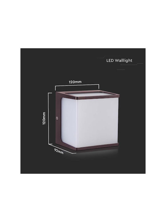 V-TAC Επιτοίχια Εξωτερική Πλαφονιέρα LED IP65 8W με Θερμό Λευκό Φως 12x12x9.2εκ.