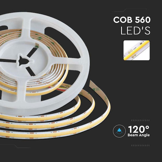 V-TAC Ταινία LED 24V Ρυθμιζόμενο Λευκό Φως 5m Τύπου COB