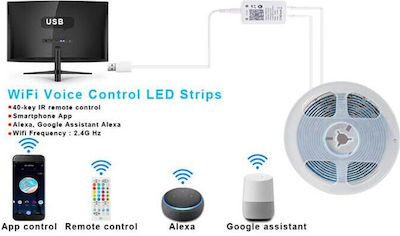 LED Strip Power Supply USB (5V) RGB Length 3m Set with Remote Control and Power Supply SMD5050