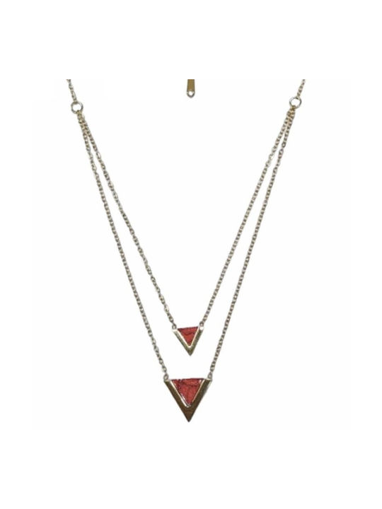 Kostibas Fashion Necklace Double from Gold Plated Steel