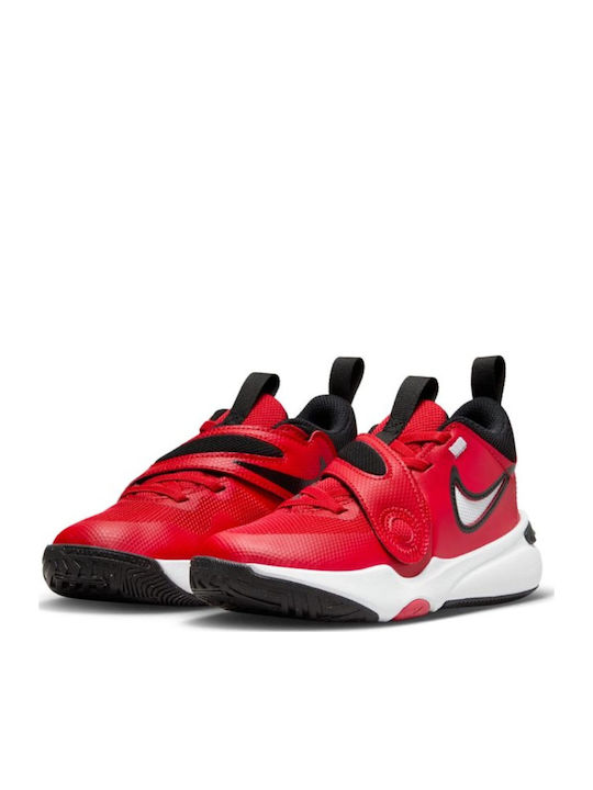 Team Hustle D 11 Ps Kids Sports Shoes Basketball with Hoop & Loop Closure Red