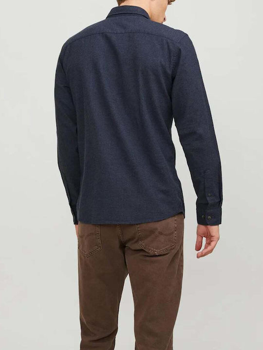 Long-sleeved Flannel Shirt Navy Blazer