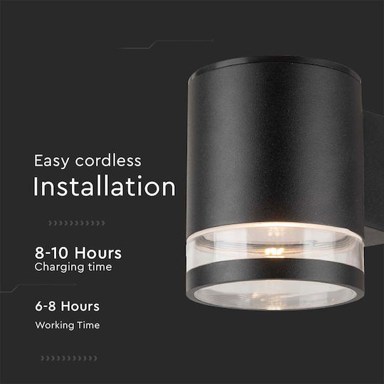V-TAC Wall Mounted Solar Light 0.55W 70lm with Warm White Light 3000K IP44 13cmx10cmx12cmcm