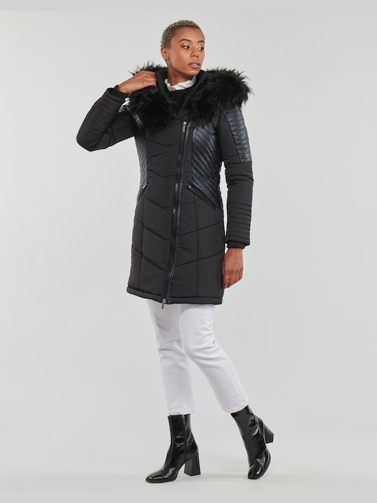 Only Lang Damen Parka Jacke für Winter Schwarz