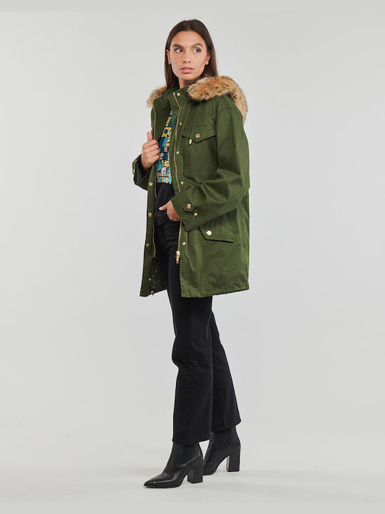 Michael Kors Women's Long Parka Jacket for Winter Khaki