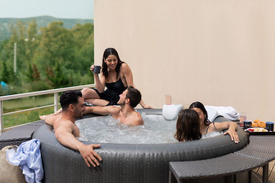 MSpa Ottoman Round Swimming Pool 1800L Inflatable with Hydromassage 204x70cm Gray