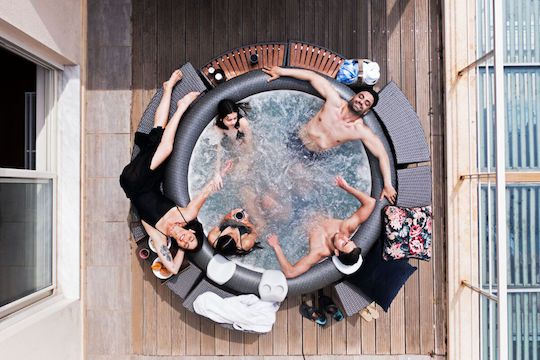 MSpa Ottoman Round Swimming Pool 1800L Inflatable with Hydromassage 204x70cm Gray