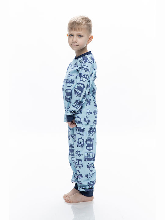 Galaxy Set Top & Bottom Kids Cotton Pyjamas Light Blue