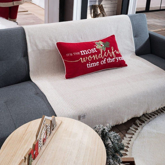 Teoran Christmas Decorative Pillow Rectangular Red 35x60cm