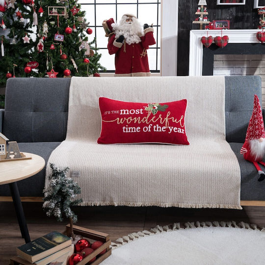 Teoran Christmas Decorative Pillow Rectangular Red 35x60cm
