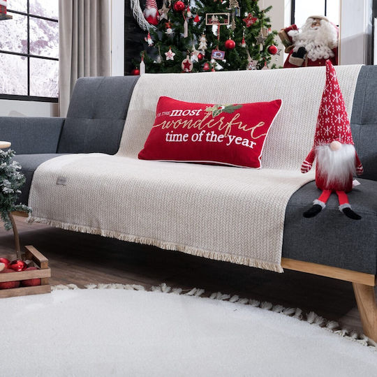 Teoran Christmas Decorative Pillow Rectangular Red 35x60cm