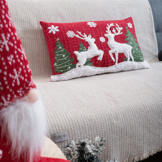 Teoran Weihnachtsdekoratives Kissen Rechteckig Rot 35x60cm