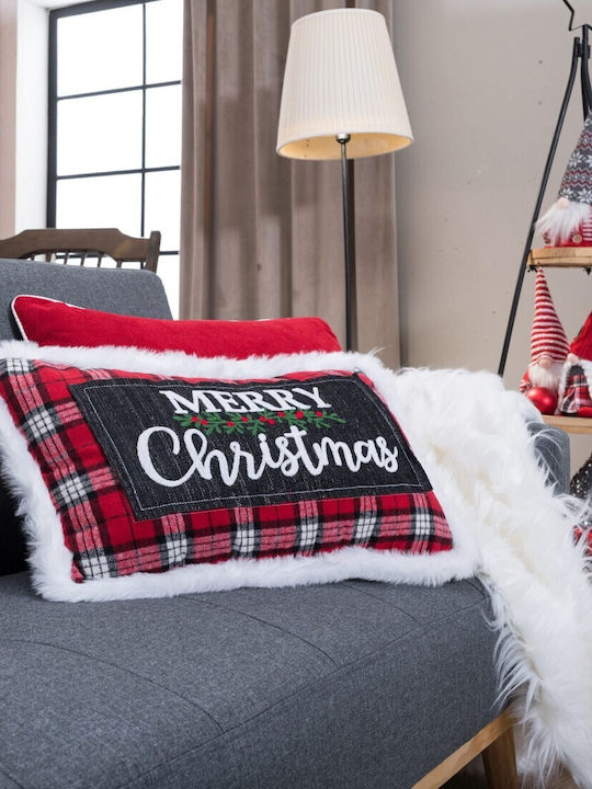 Teoran Christmas Decorative Pillow Rectangular Red 35x60cm