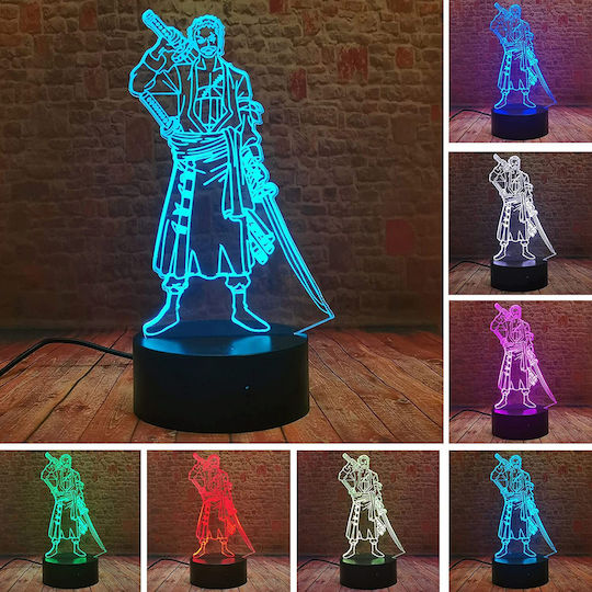 One Piece - Zoro Decorative Lamp 3D Illusion Transparent One Piece - Zoro Decorative Lamp 3D Illusion Transparent
