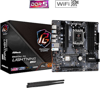 ASRock B650M PG Lightning WiFi Motherboard Micro ATX with AMD AM5 Socket